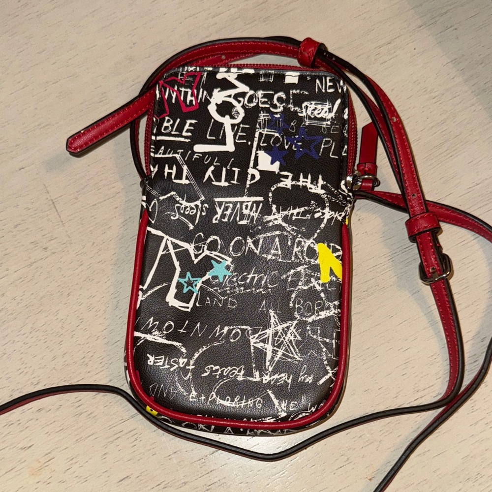DKNY Black and Red Graphic crossbody Phone Case